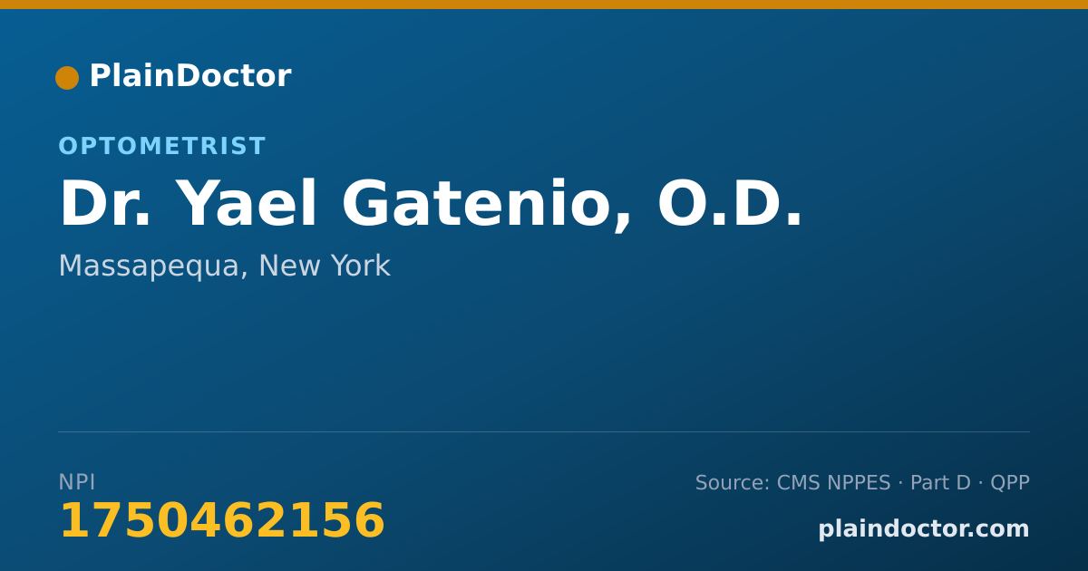 Shareable card for Yael Gatenio, O.D. - Optometrist, Massapequa, NY