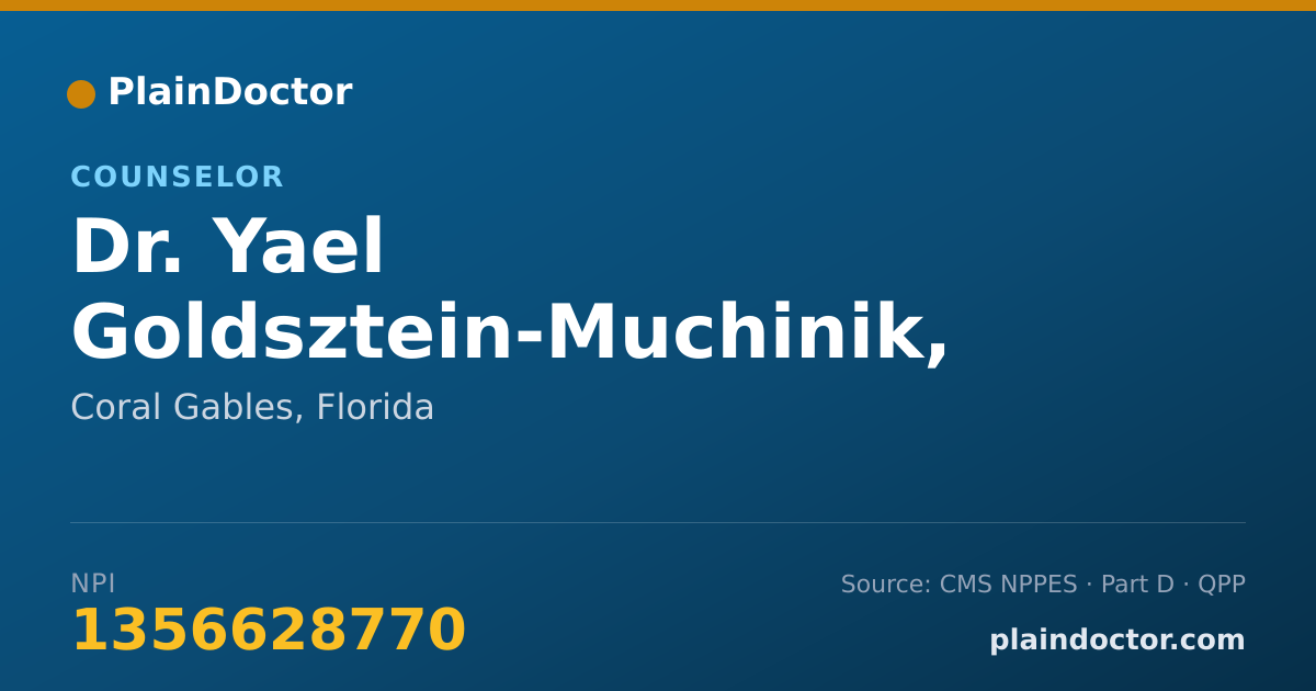 Shareable card for Yael Goldsztein-Muchinik, BA - Counselor, Coral Gables, FL