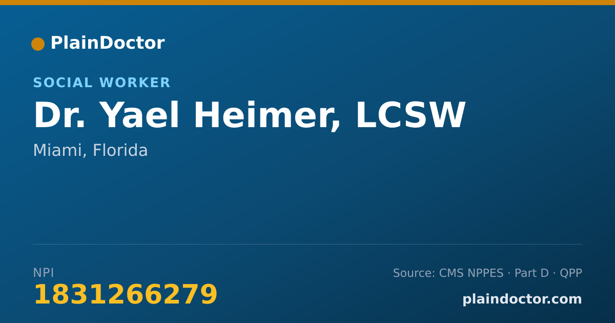 Shareable card for Yael Heimer, LCSW - Social Worker, Miami, FL