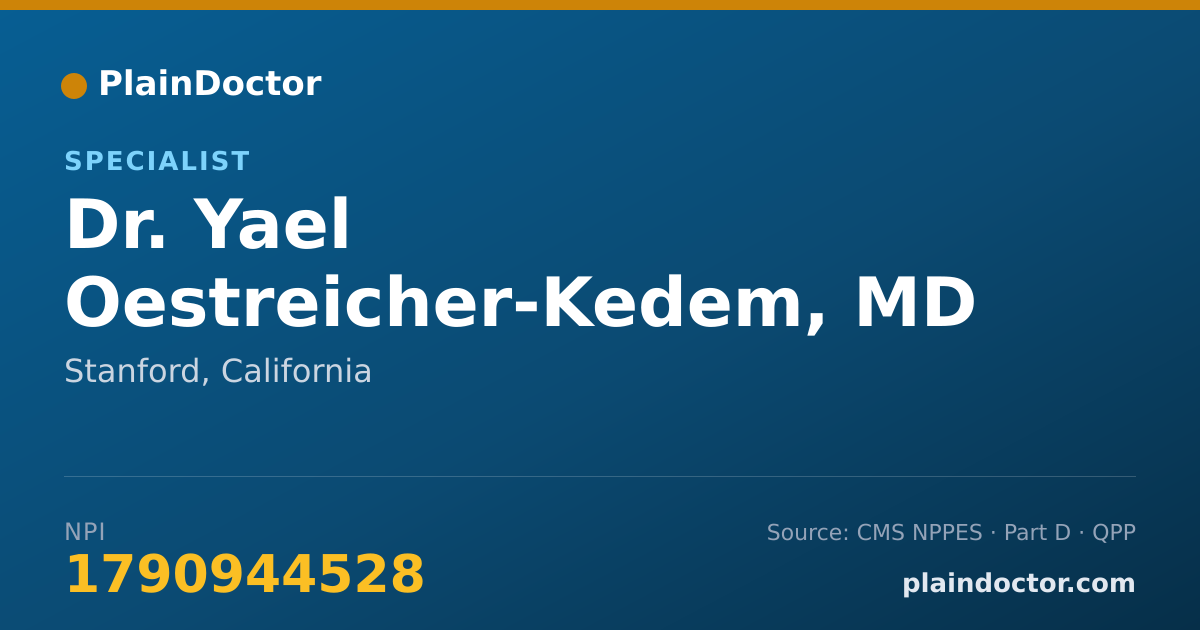 Shareable card for Yael Oestreicher-Kedem, MD - Specialist, Stanford, CA