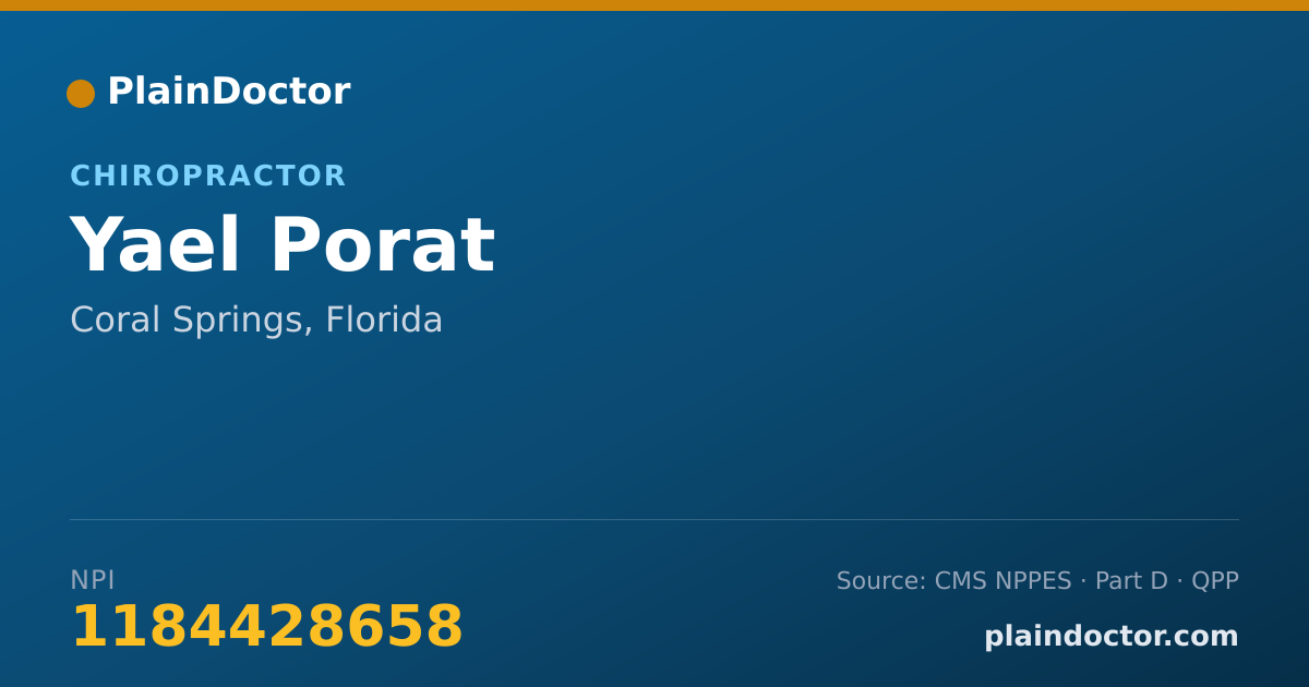 Shareable card for Yael Porat - Chiropractor, Coral Springs, FL