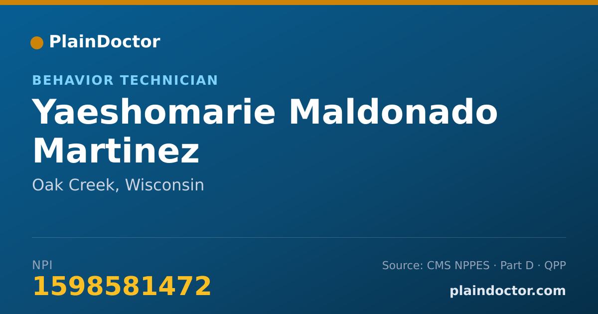 Shareable card for Yaeshomarie Maldonado Martinez - Behavior Technician, Oak Creek, WI