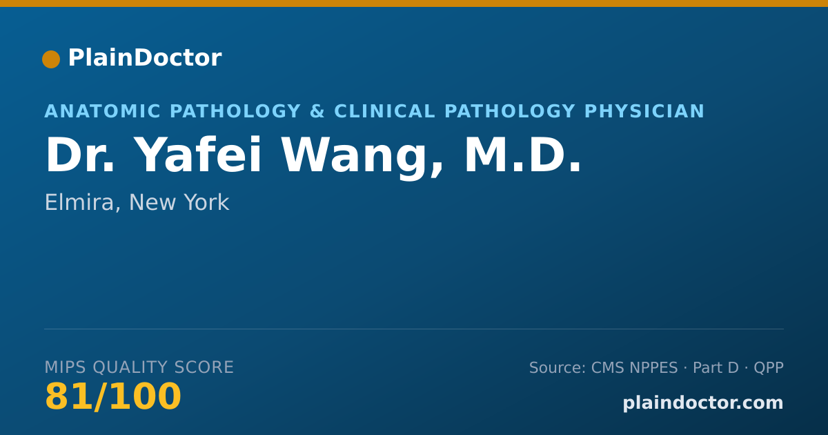 Shareable card for Yafei Wang, M.D. - Anatomic Pathology & Clinical Pathology Physician, Elmira, NY