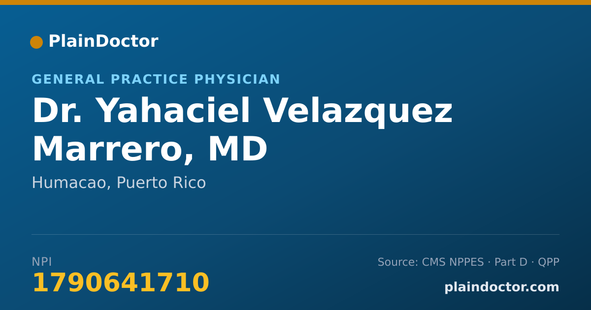 Shareable card for Yahaciel Velazquez Marrero, MD - General Practice Physician, Humacao, PR