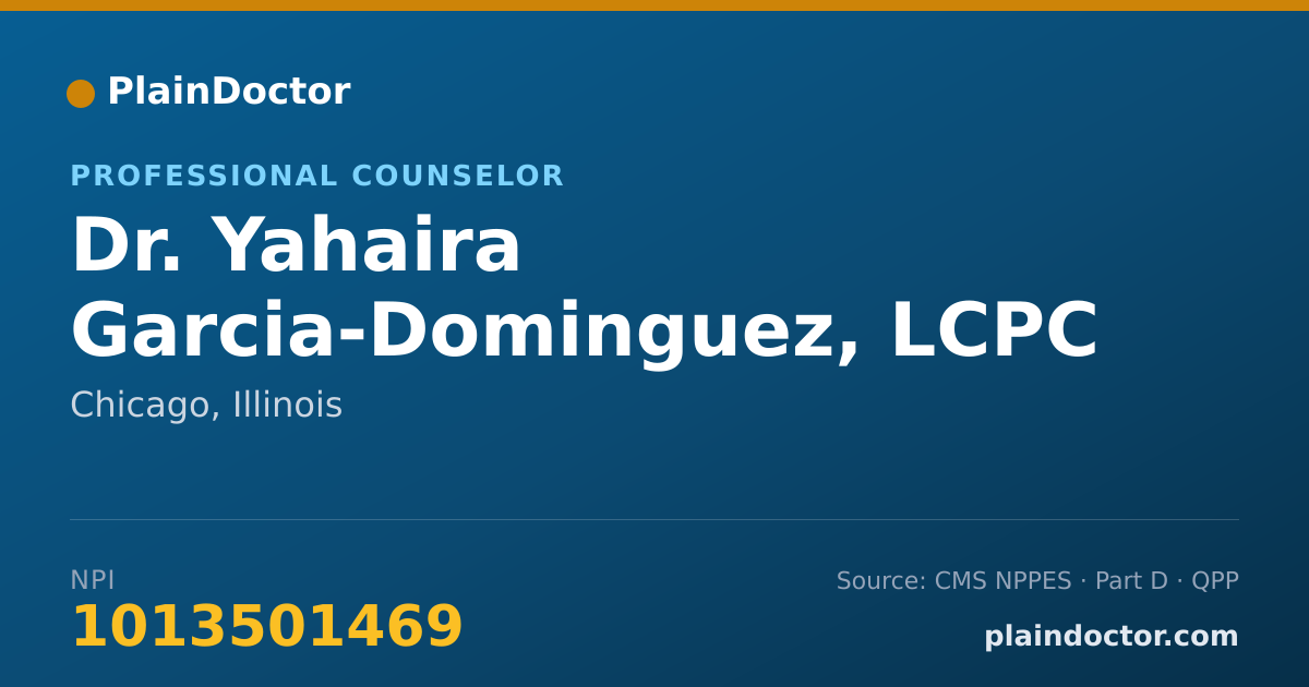 Shareable card for Yahaira Garcia-Dominguez, LCPC - Professional Counselor, Chicago, IL