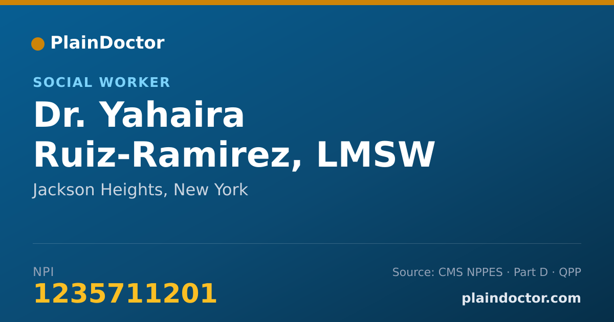 Shareable card for Yahaira Ruiz-Ramirez, LMSW - Social Worker, Jackson Heights, NY