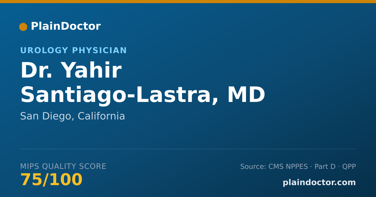 Shareable card for Yahir Santiago-Lastra, MD - Urology Physician, San Diego, CA