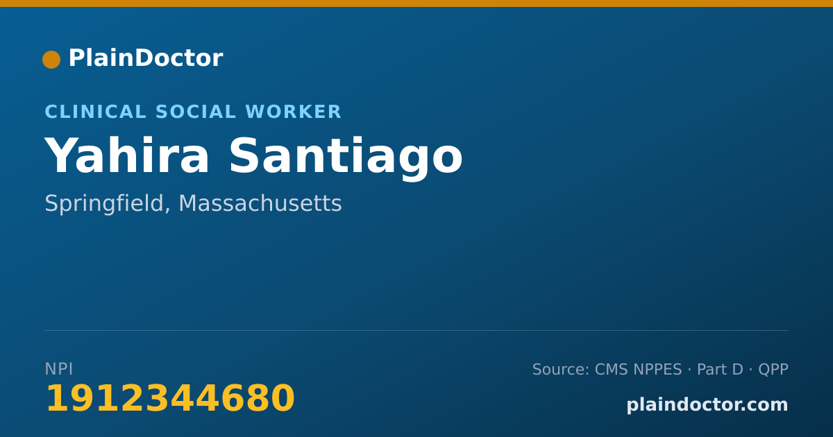 Shareable card for Yahira Santiago - Clinical Social Worker, Springfield, MA