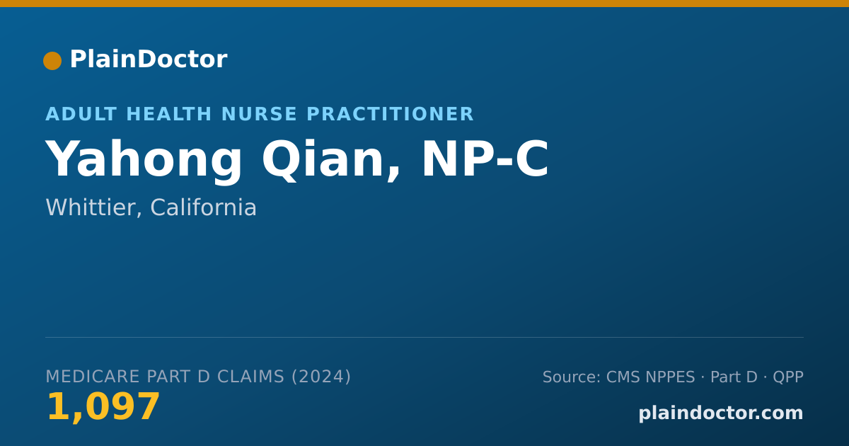 Shareable card for Yahong Qian, NP-C - Adult Health Nurse Practitioner, Whittier, CA