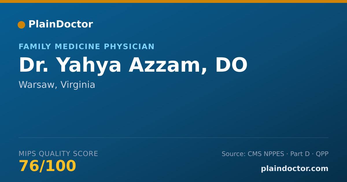 Shareable card for Yahya Azzam, DO - Family Medicine Physician, Warsaw, VA