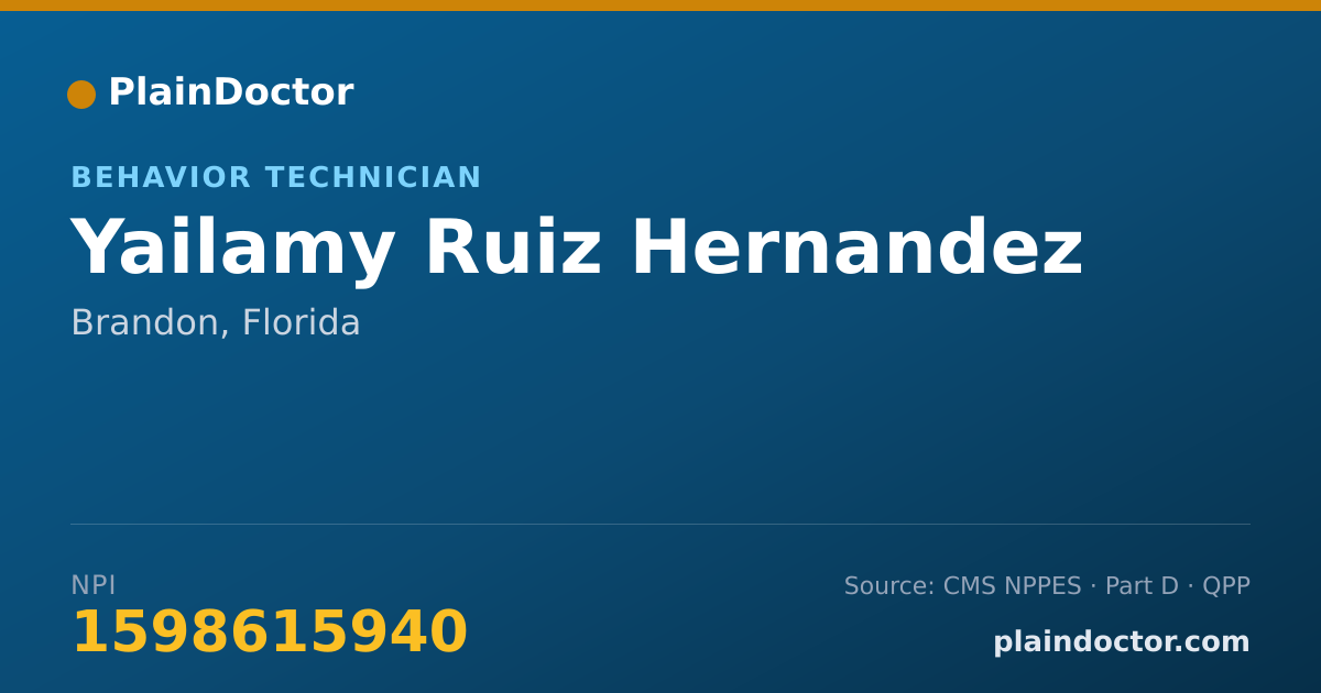 Shareable card for Yailamy Ruiz Hernandez - Behavior Technician, Brandon, FL
