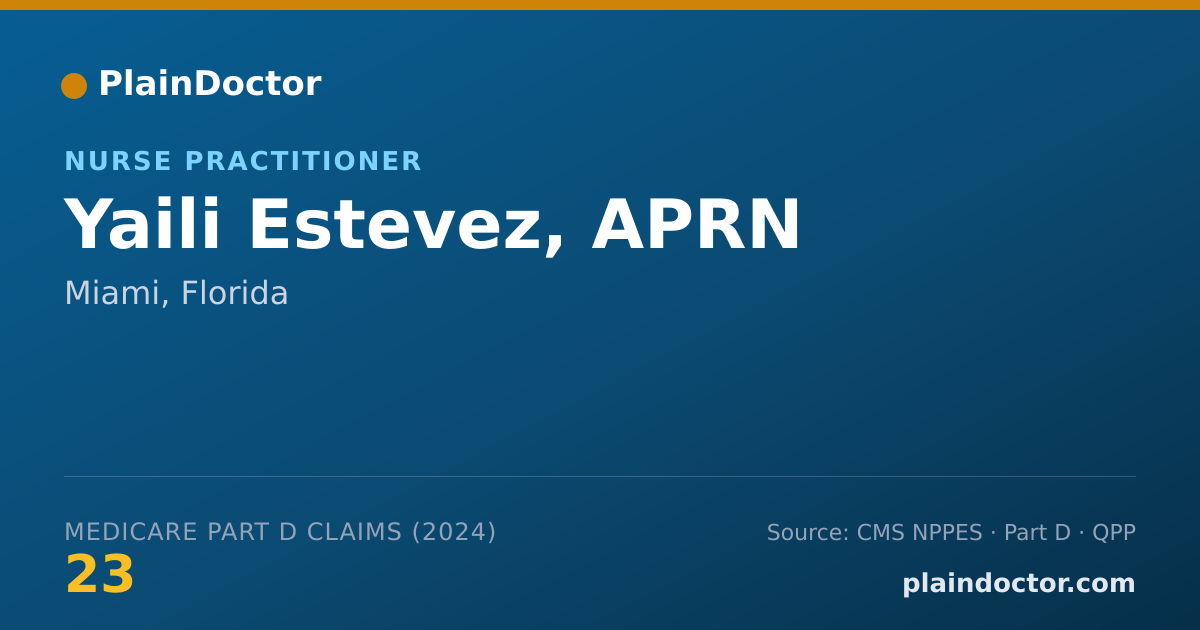 Shareable card for Yaili Estevez, APRN - Nurse Practitioner, Miami, FL