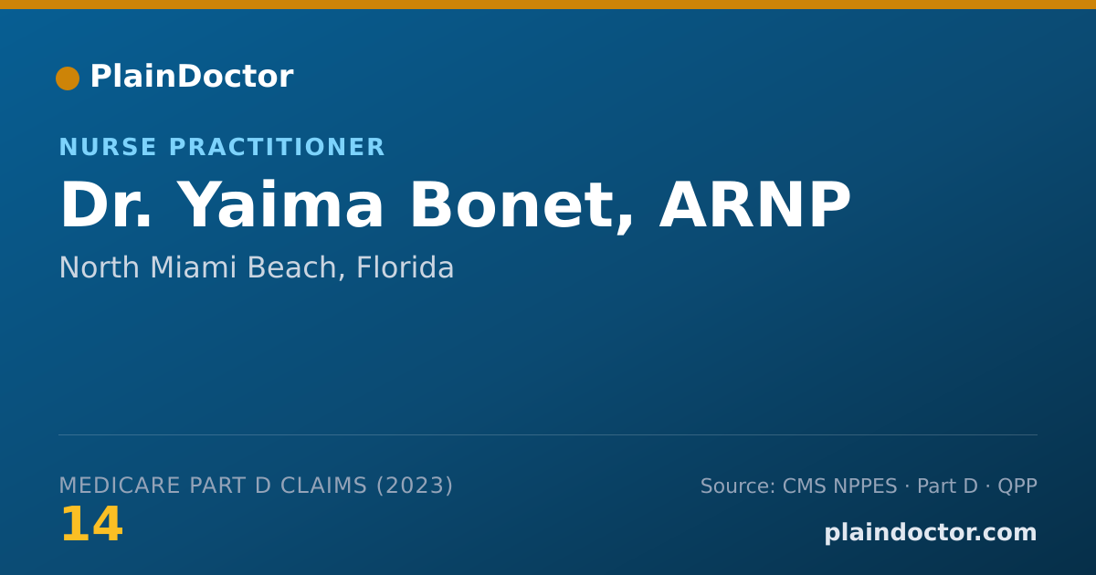 Shareable card for Yaima Bonet, ARNP - Nurse Practitioner, North Miami Beach, FL