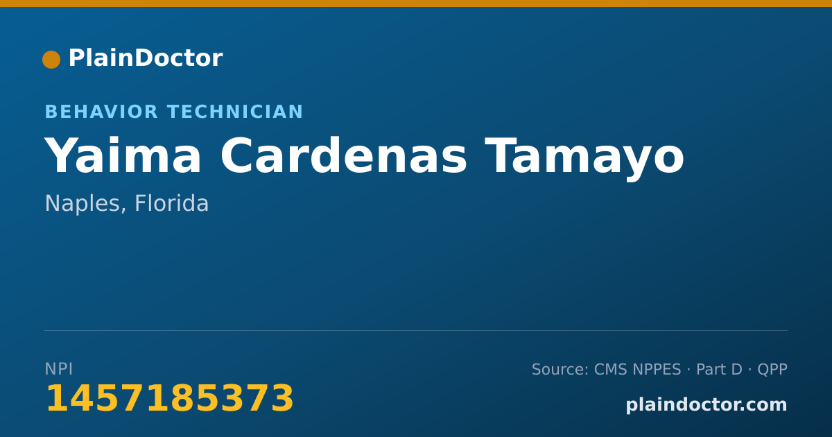 Shareable card for Yaima Cardenas Tamayo - Behavior Technician, Naples, FL