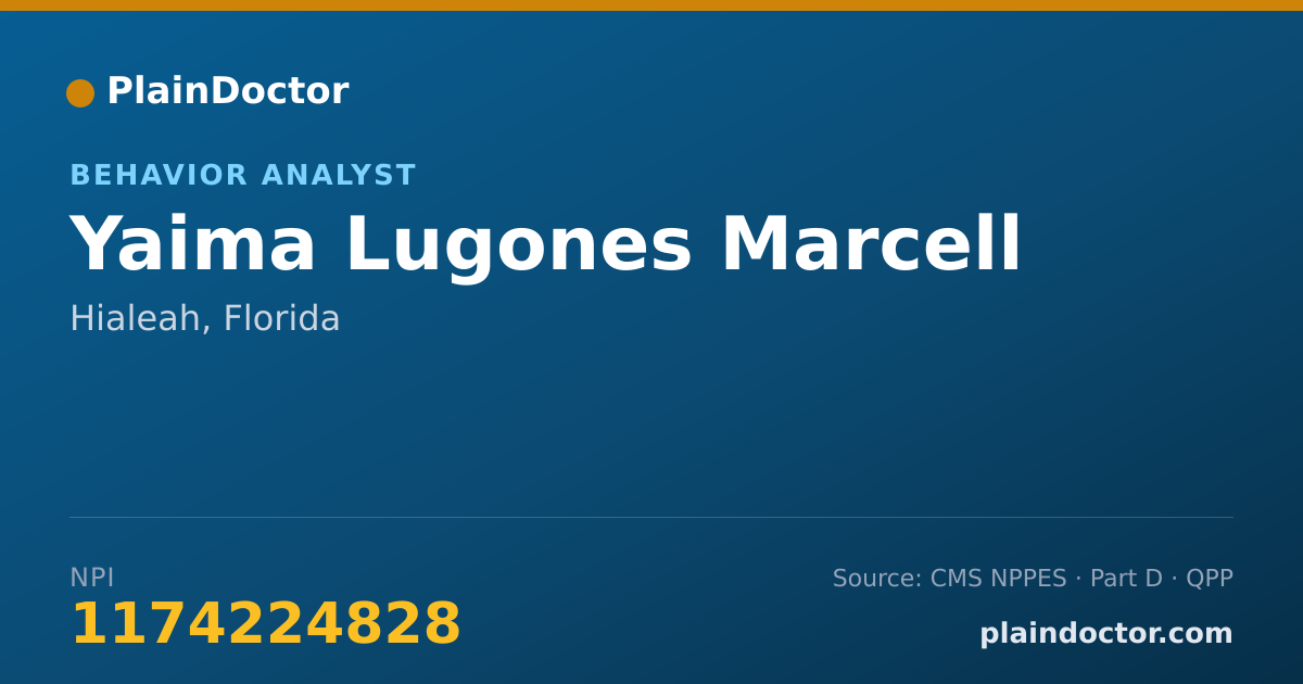 Shareable card for Yaima Lugones Marcell - Behavior Analyst, Hialeah, FL