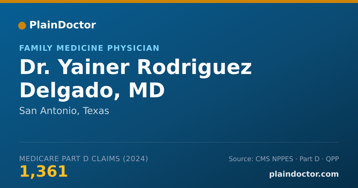 Shareable card for Yainer Rodriguez Delgado, MD - Family Medicine Physician, San Antonio, TX