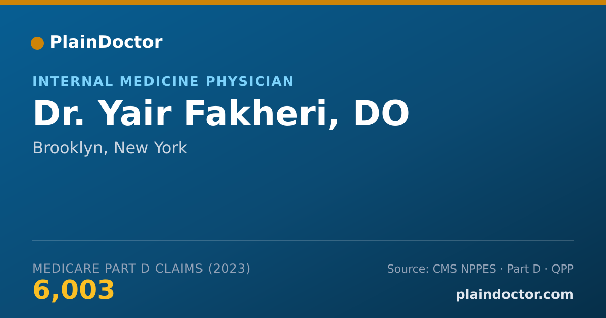 Shareable card for Yair Fakheri, DO - Internal Medicine Physician, Brooklyn, NY