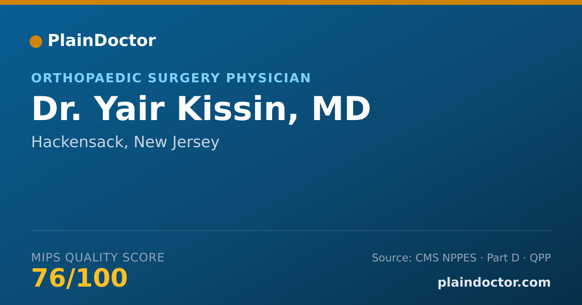 Shareable card for Yair Kissin, MD - Orthopaedic Surgery Physician, Hackensack, NJ