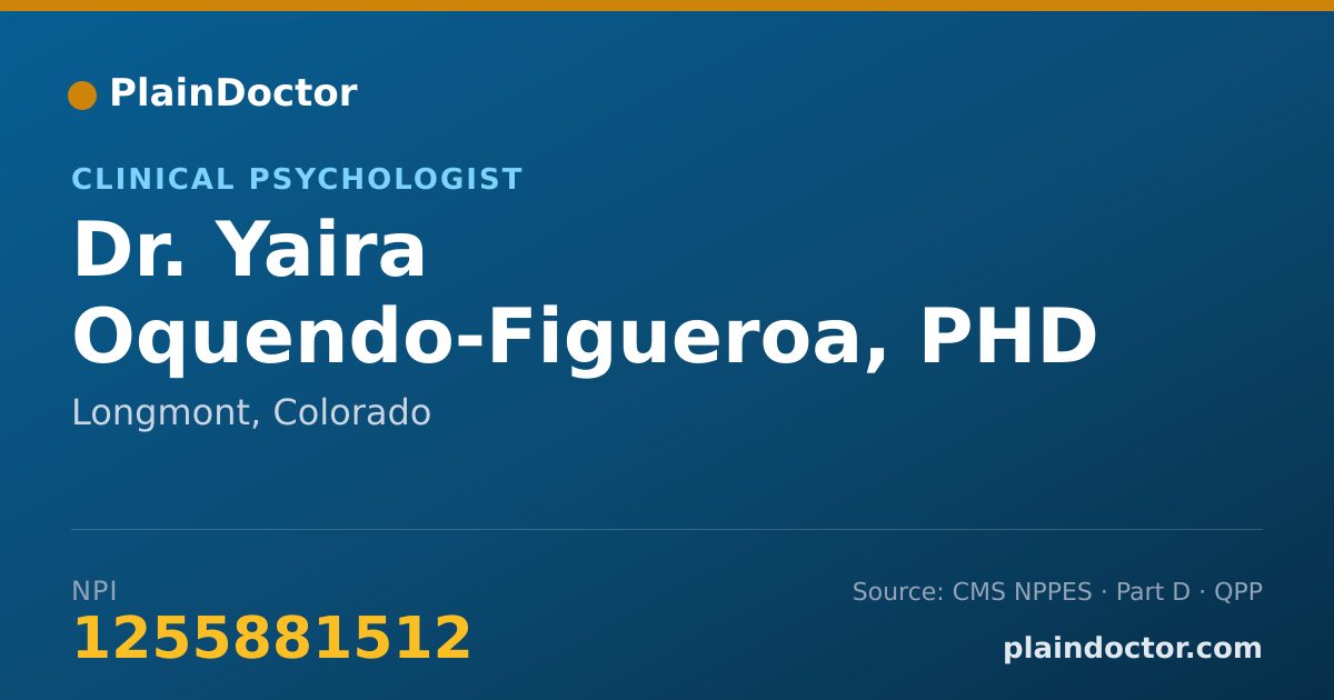 Shareable card for Yaira Oquendo-Figueroa, PHD - Clinical Psychologist, Longmont, CO