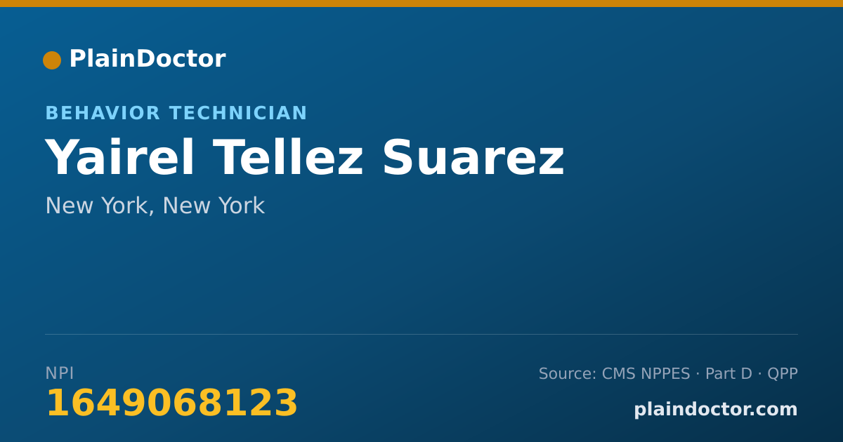 Shareable card for Yairel Tellez Suarez - Behavior Technician, New York, NY
