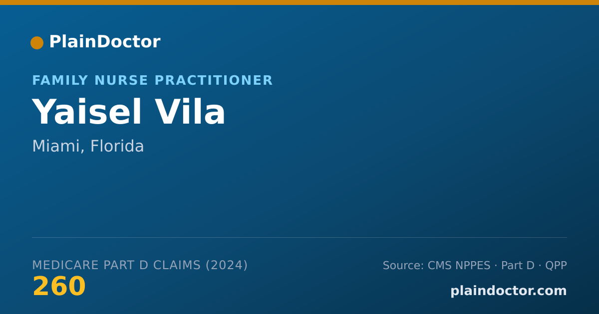 Shareable card for Yaisel Vila - Family Nurse Practitioner, Miami, FL