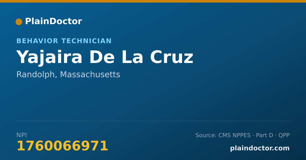 Shareable card for Yajaira De La Cruz - Behavior Technician, Randolph, MA