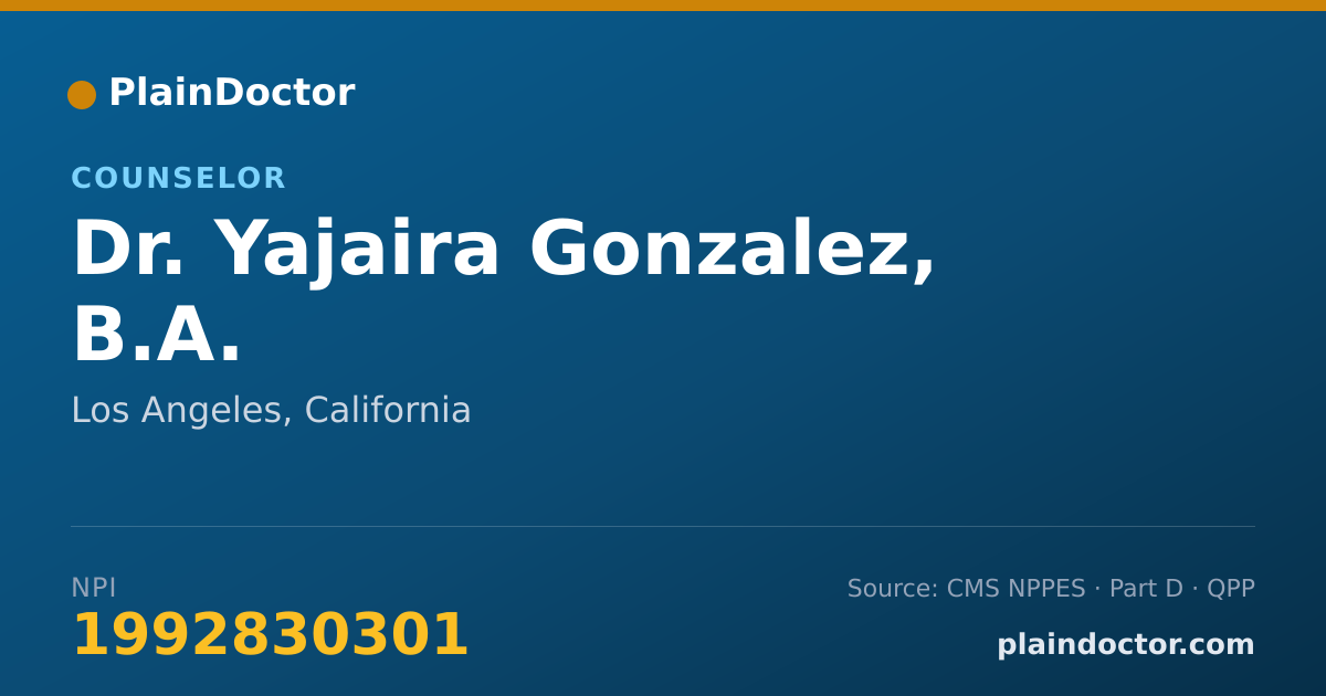 Shareable card for Yajaira Gonzalez, B.A. - Counselor, Los Angeles, CA