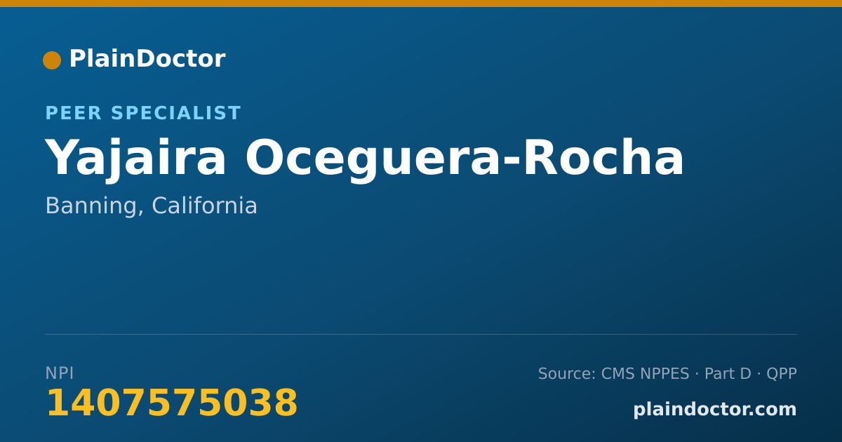Shareable card for Yajaira Oceguera-Rocha - Peer Specialist, Banning, CA