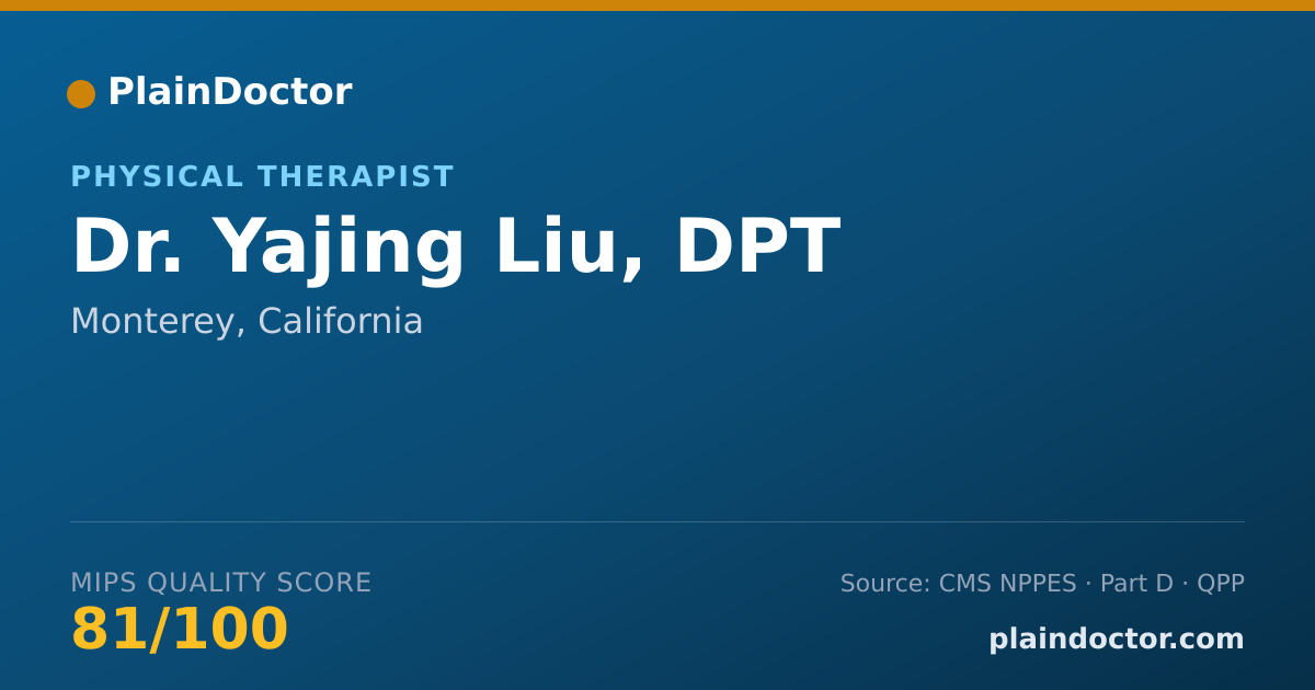 Shareable card for Yajing Liu, DPT - Physical Therapist, Monterey, CA