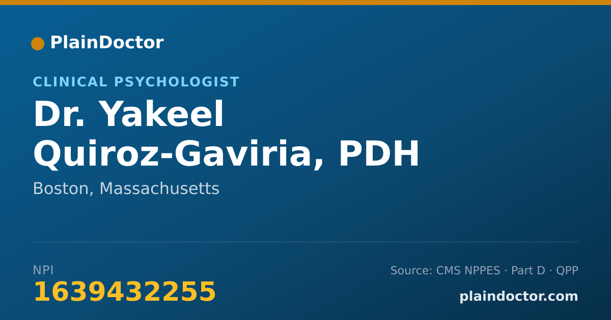 Shareable card for Yakeel Quiroz-Gaviria, PDH - Clinical Psychologist, Boston, MA