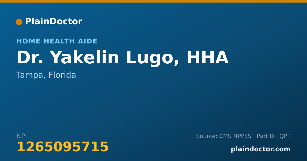 Shareable card for Yakelin Lugo, HHA - Home Health Aide, Tampa, FL