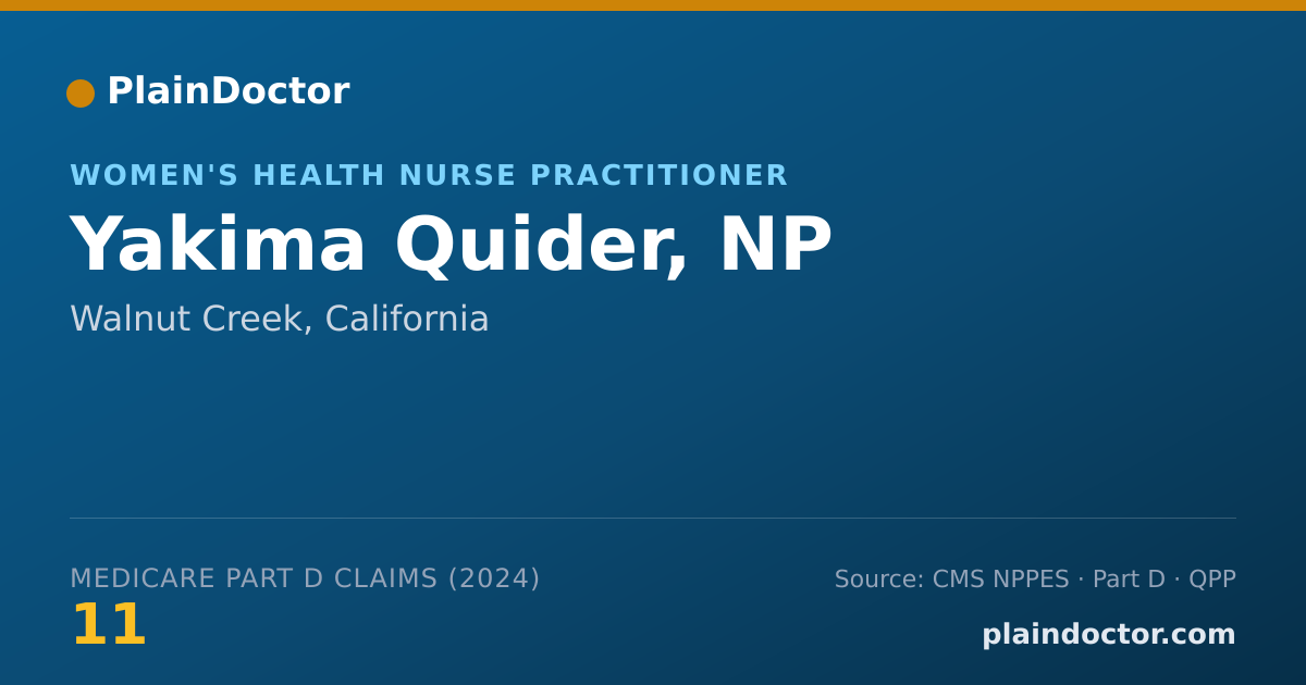 Shareable card for Yakima Quider, NP - Women's Health Nurse Practitioner, Walnut Creek, CA