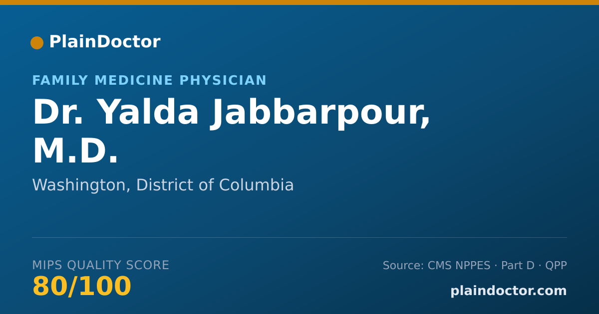 Shareable card for Yalda Jabbarpour, M.D. - Family Medicine Physician, Washington, DC