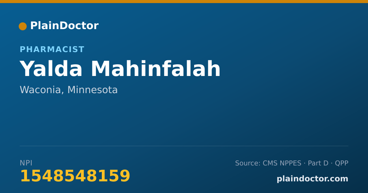 Shareable card for Yalda Mahinfalah - Pharmacist, Waconia, MN