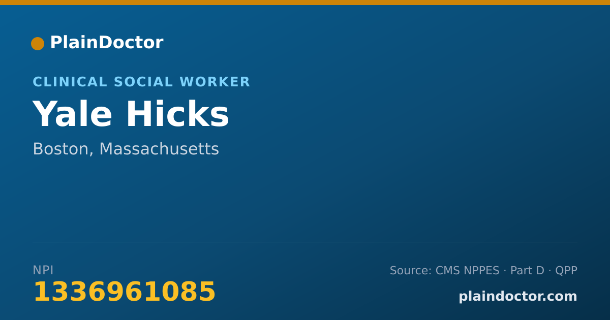 Shareable card for Yale Hicks - Clinical Social Worker, Boston, MA