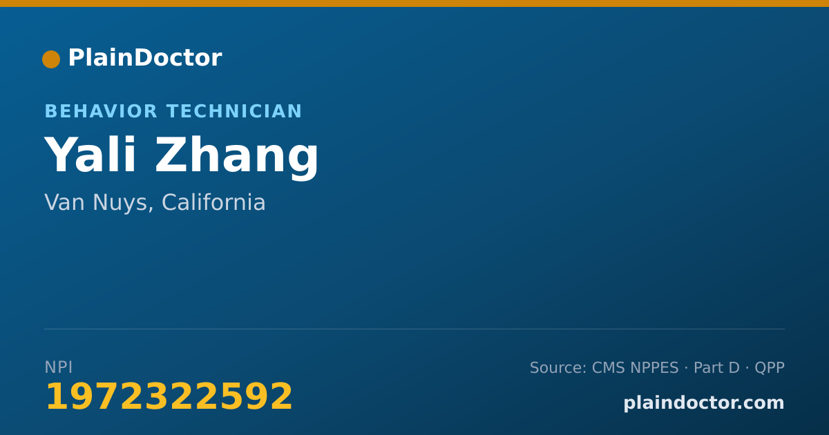 Shareable card for Yali Zhang - Behavior Technician, Van Nuys, CA