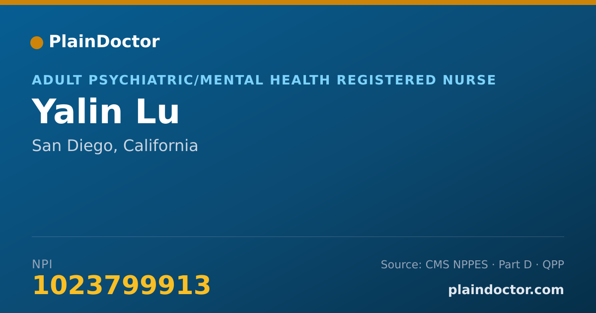 Shareable card for Yalin Lu - Adult Psychiatric/Mental Health Registered Nurse, San Diego, CA