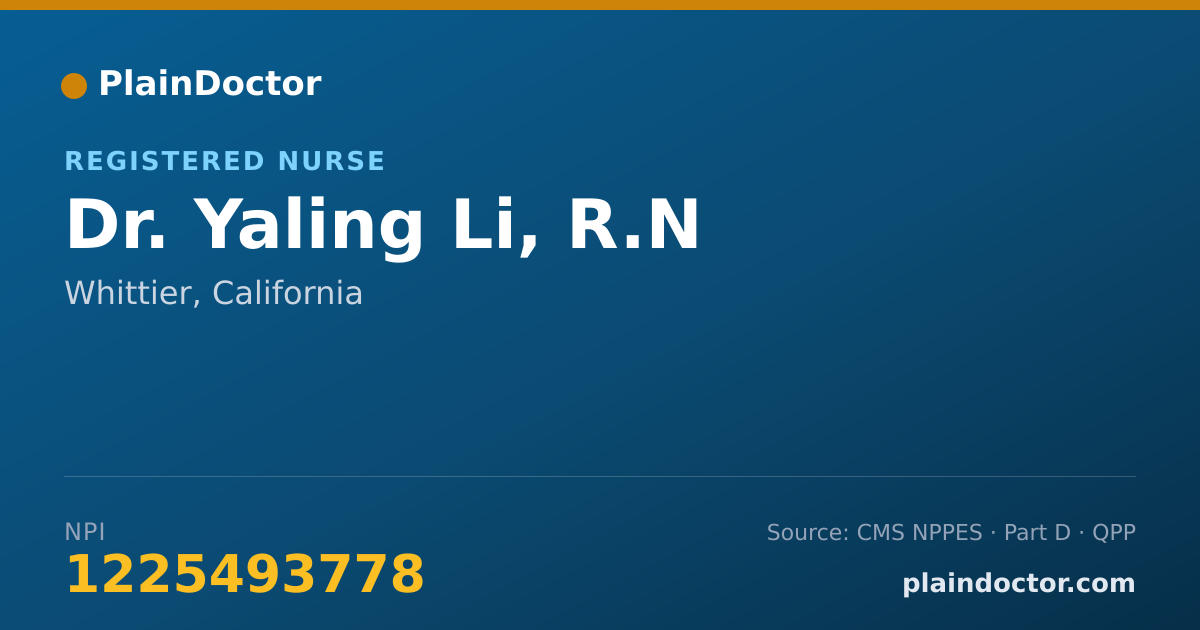 Shareable card for Yaling Li, R.N - Registered Nurse, Whittier, CA