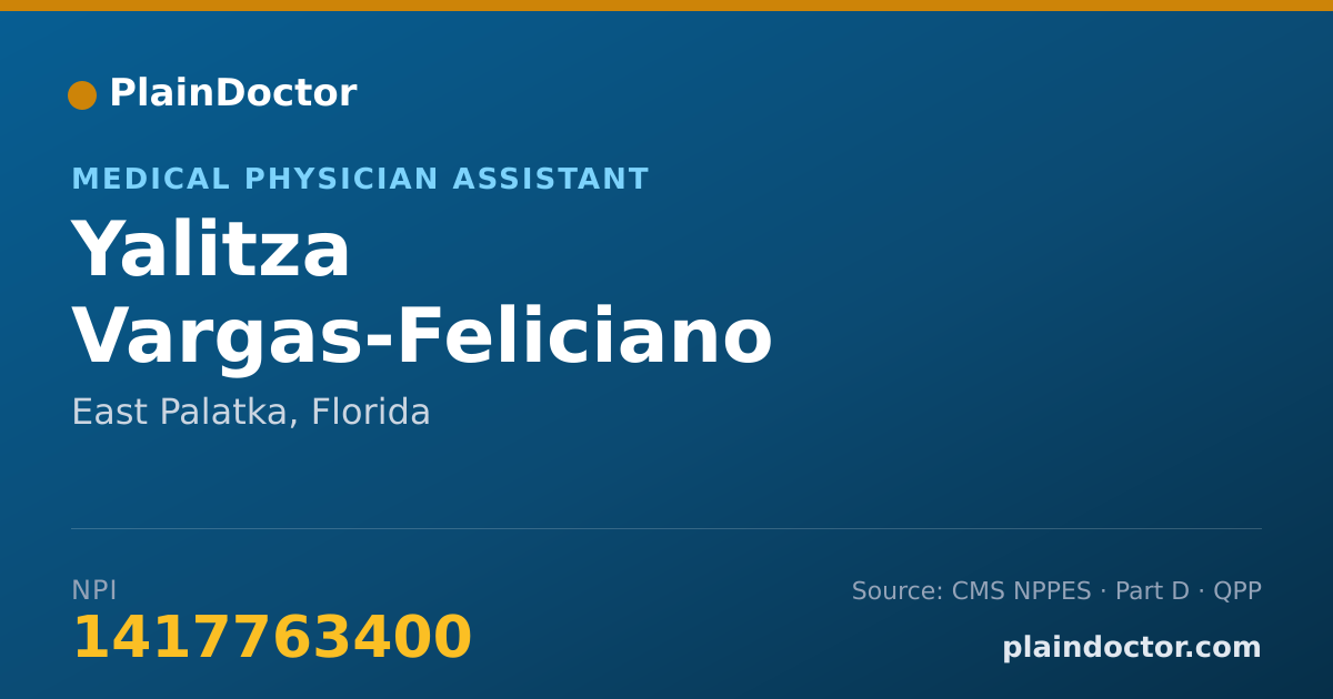 Shareable card for Yalitza Vargas-Feliciano - Medical Physician Assistant, East Palatka, FL