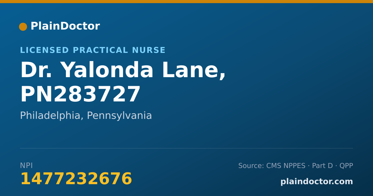 Shareable card for Yalonda Lane, PN283727 - Licensed Practical Nurse, Philadelphia, PA