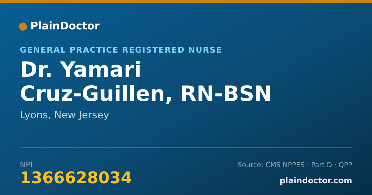Shareable card for Yamari Cruz-Guillen, RN-BSN - General Practice Registered Nurse, Lyons, NJ