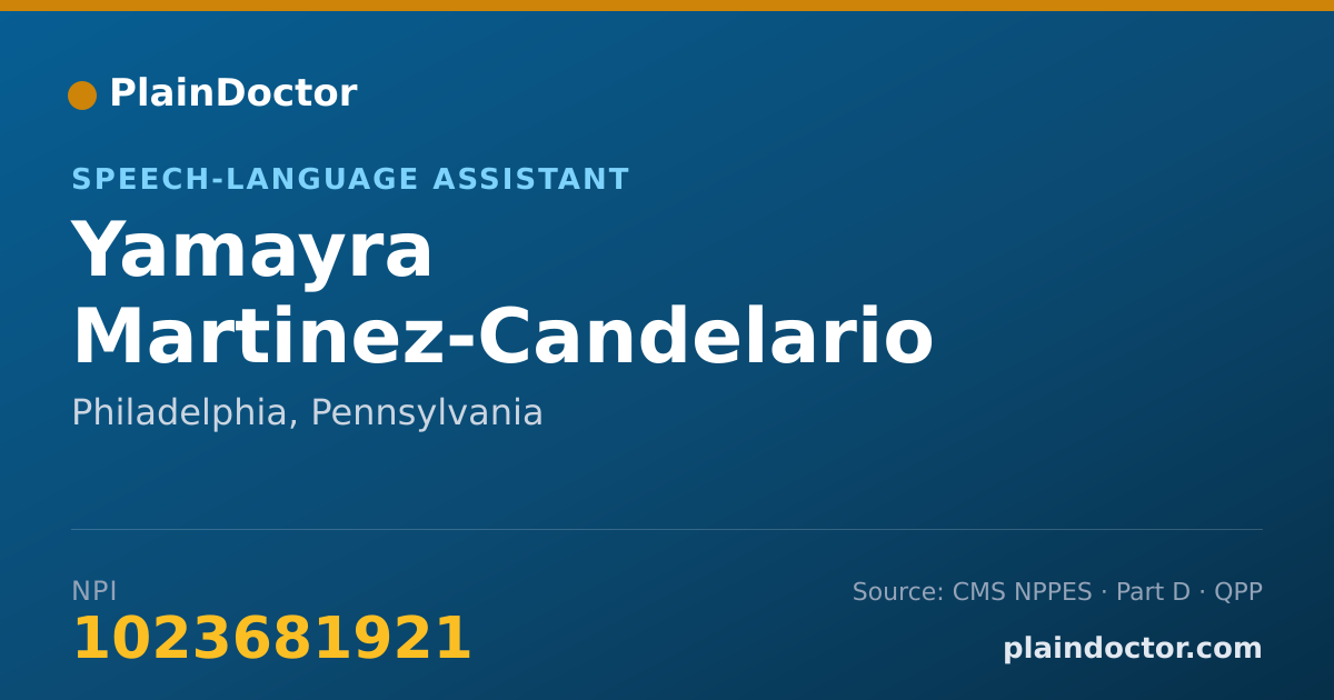 Shareable card for Yamayra Martinez-Candelario - Speech-Language Assistant, Philadelphia, PA