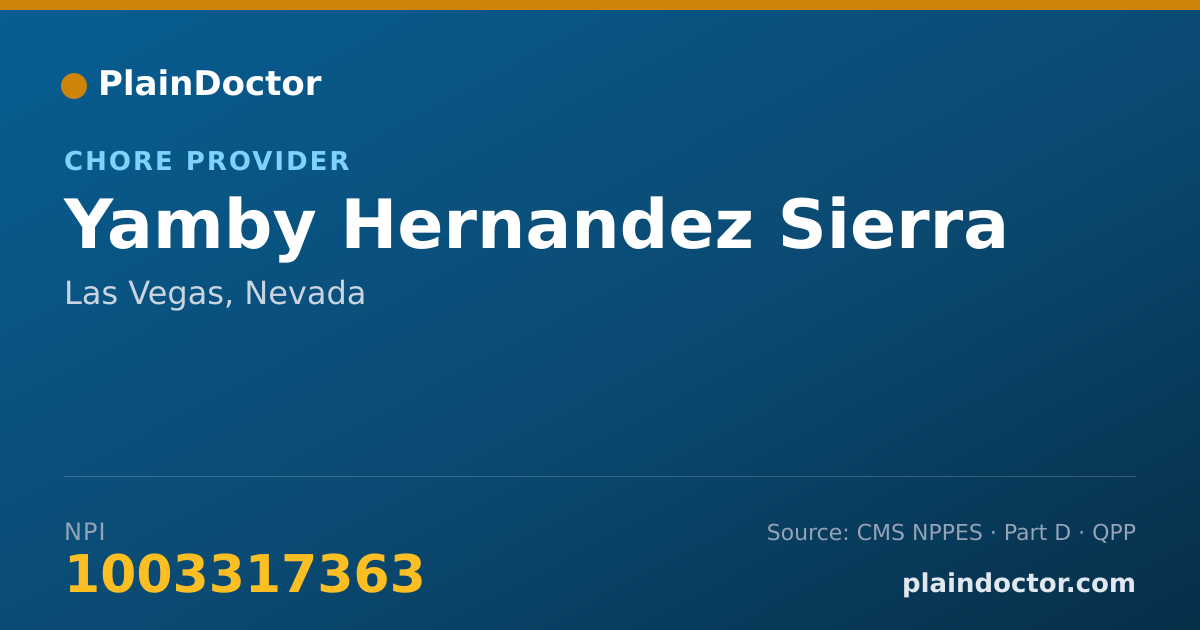 Shareable card for Yamby Hernandez Sierra - Chore Provider, Las Vegas, NV