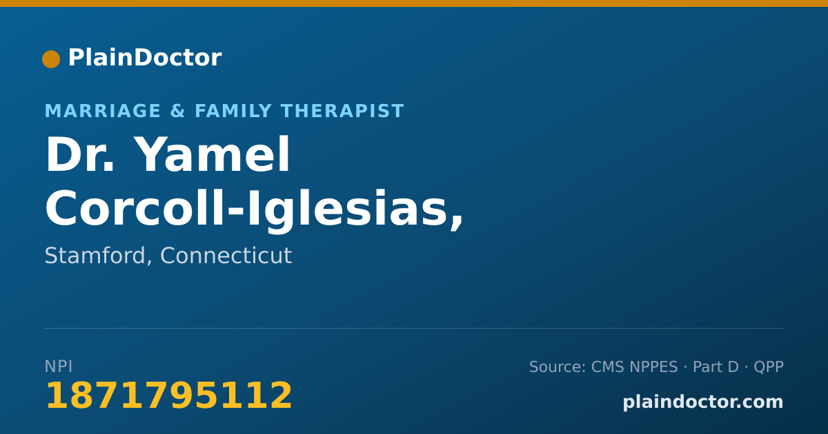 Shareable card for Yamel Corcoll-Iglesias, MA.,LMFT - Marriage & Family Therapist, Stamford, CT
