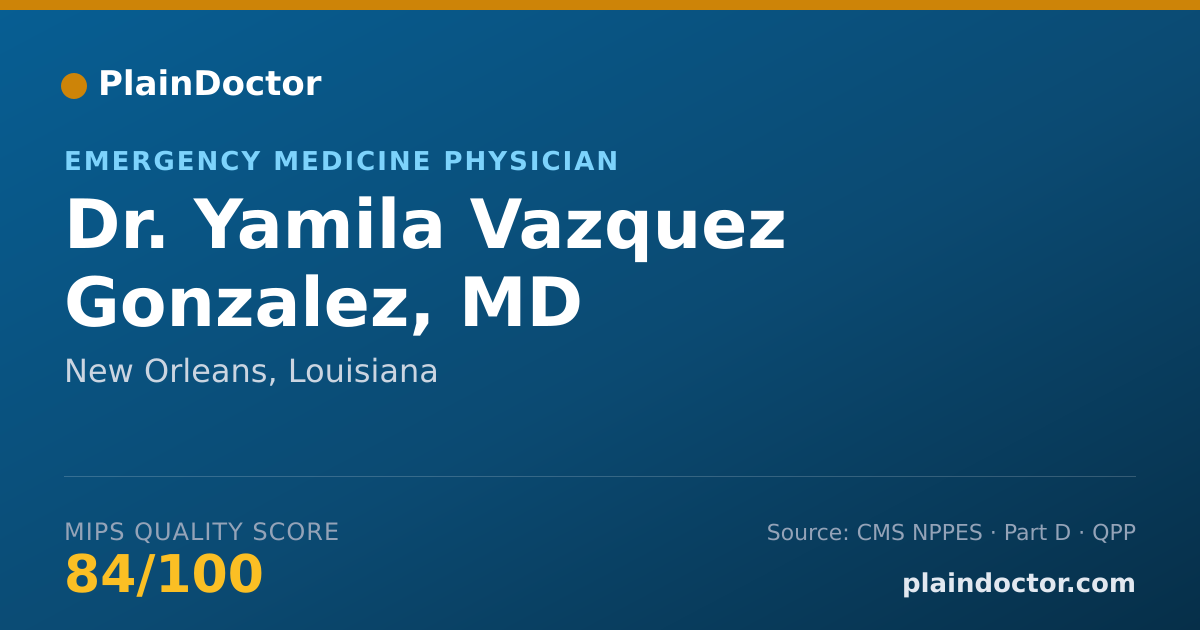 Shareable card for Yamila Vazquez Gonzalez, MD - Emergency Medicine Physician, New Orleans, LA
