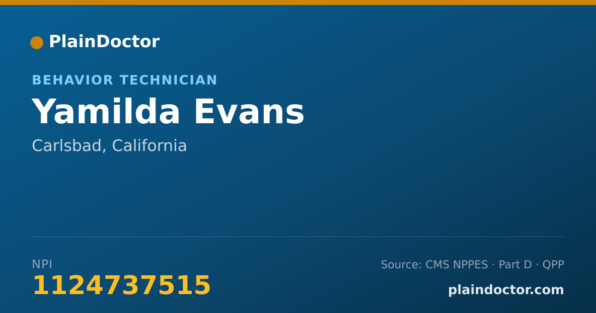 Shareable card for Yamilda Evans - Behavior Technician, Carlsbad, CA