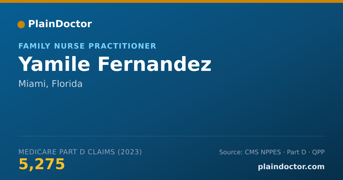 Shareable card for Yamile Fernandez - Family Nurse Practitioner, Miami, FL