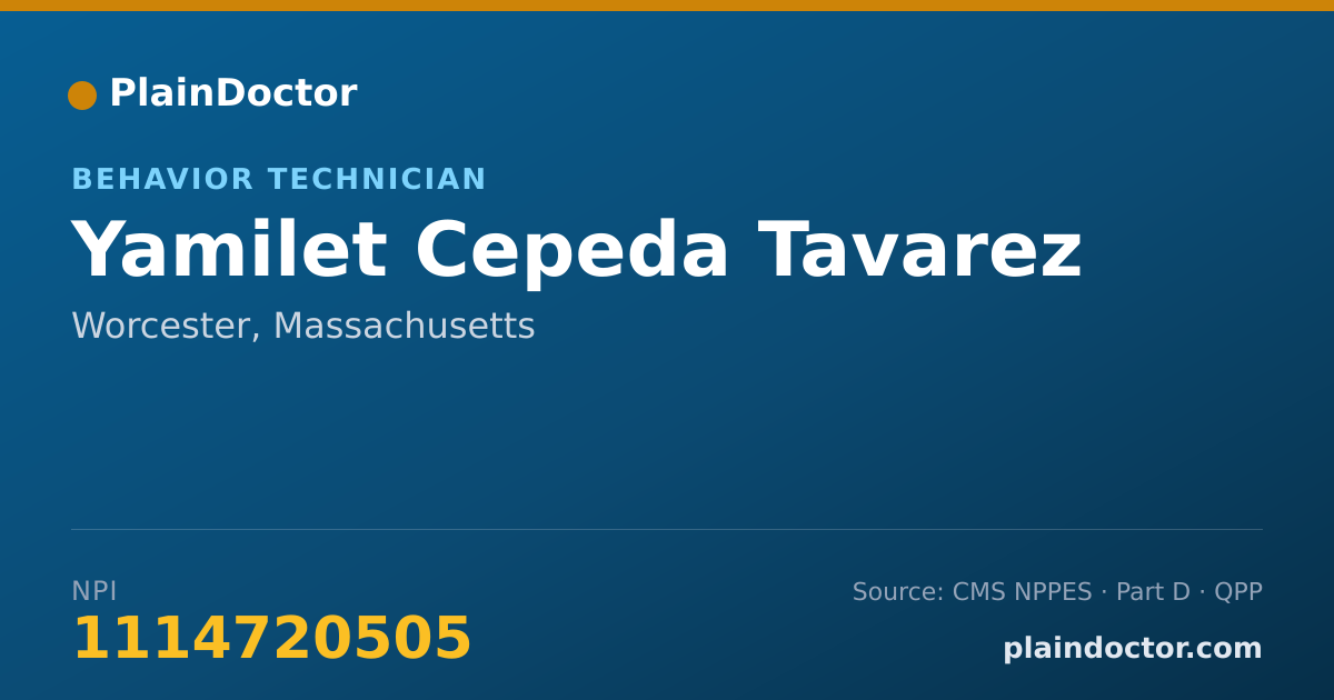 Shareable card for Yamilet Cepeda Tavarez - Behavior Technician, Worcester, MA