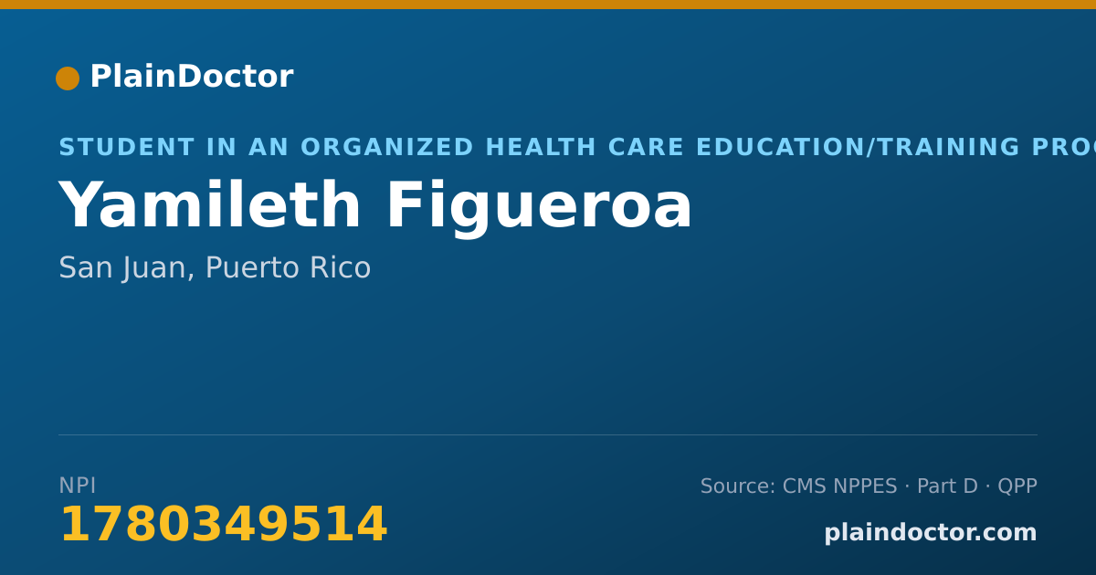 Shareable card for Yamileth Figueroa - Student in an Organized Health Care Education/Training Program, San Juan, PR
