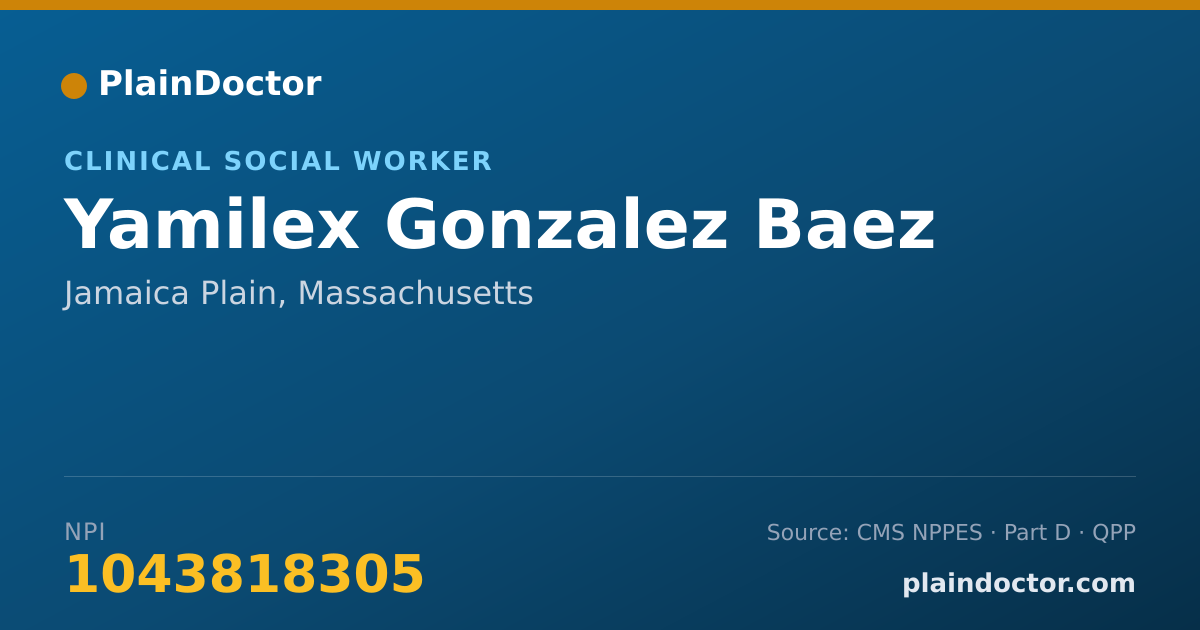 Shareable card for Yamilex Gonzalez Baez - Clinical Social Worker, Jamaica Plain, MA
